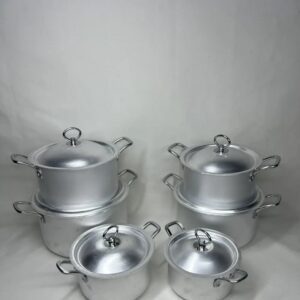 سرویس قابلمه روحی ۶ پارچه دسته‌دار از آلومین