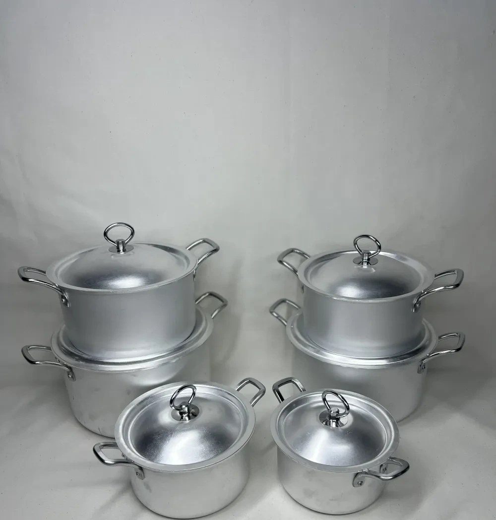 سرویس قابلمه روحی ۶ پارچه دسته‌دار از آلومین